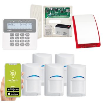 ZESTAW ALARMOWY SATEL PERFECTA-IP 32-WRL 5 CZUJEK BOSCH + PRF-LCD + SYRENA SP-4001R
